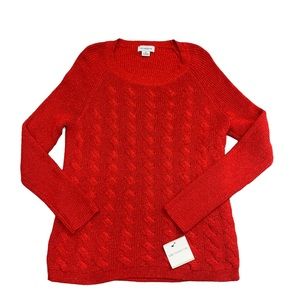 Liz Claiborne woman’s Long Sleeve Crew Neck red and gold knitted Sweater Size XL